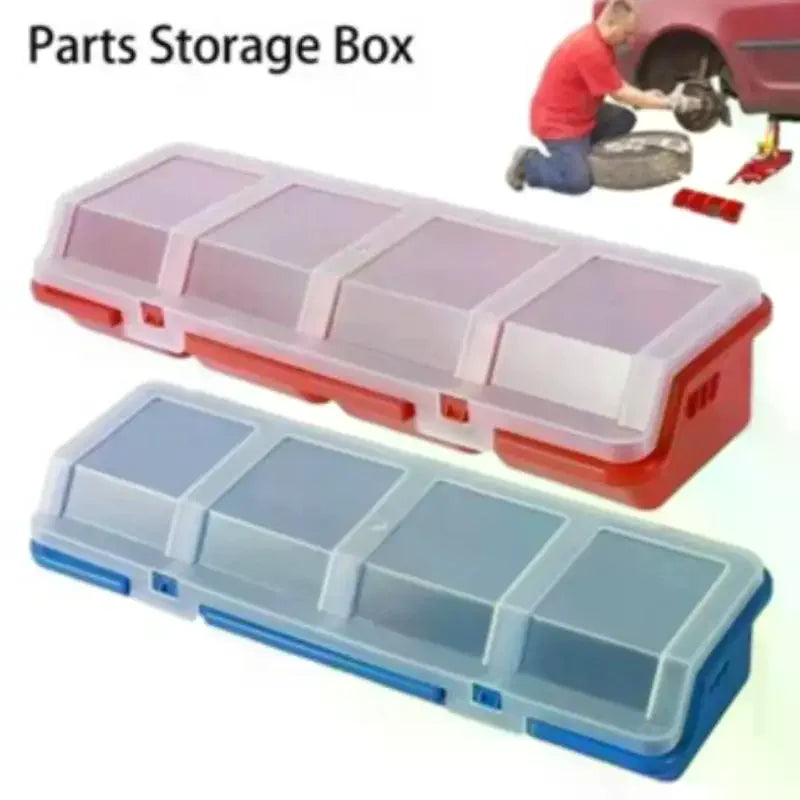 Plastic 4-Compartment Screw Organizer Box with Secure Lid Parts Storage Box PLUSH