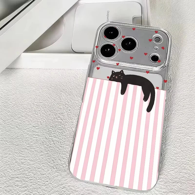 Striped Black Cat iPhone Case – Shockproof Transparent Cover Phone Case PLUSH