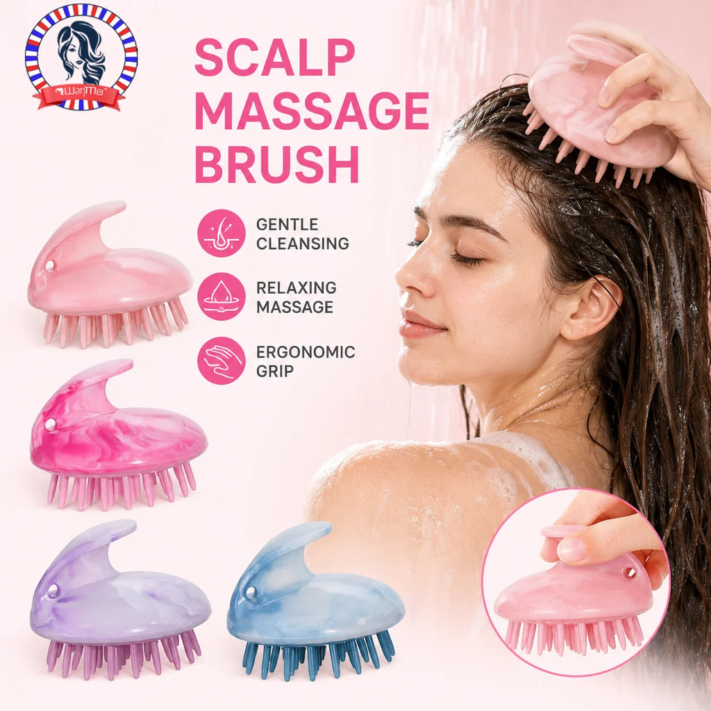 Silicone Scalp Massager Shampoo Brush – Marble Pattern Scalp Massager Brush PLUSH