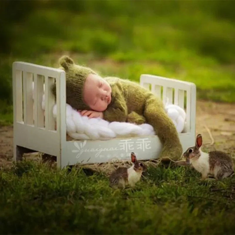 Vintage Wooden Mini Bed Newborn Baby Photography Prop Baby Photography Prop PLUSH