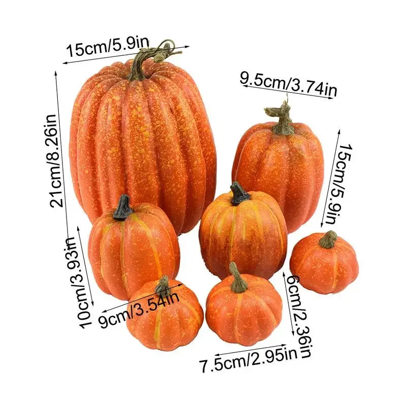 7-Piece Artificial White & Yellow Pumpkin Decor Set | Fall Halloween Artificial Pumpkin Decor PLUSH