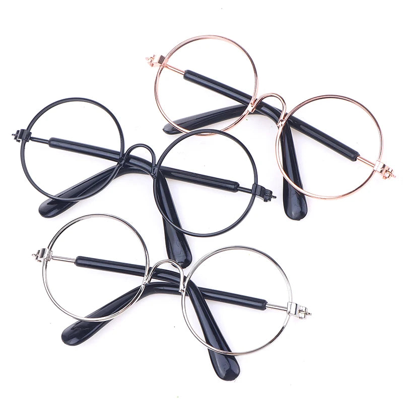 Miniature Doll Round Glasses – Lensless Eyewear 3 Colors | 20cm Doll Accessories PLUSH