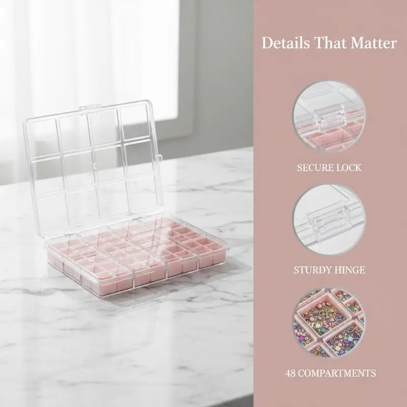 Nail Accessories Storage Box – 24/36/48 Grid Transparent Organizer Nail Accessories Organizer PLUSH