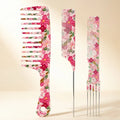 3-Piece Floral Hair Comb Set – Wide Tooth, Highlight & Tail Hair Comb Set PLUSH 3pcs