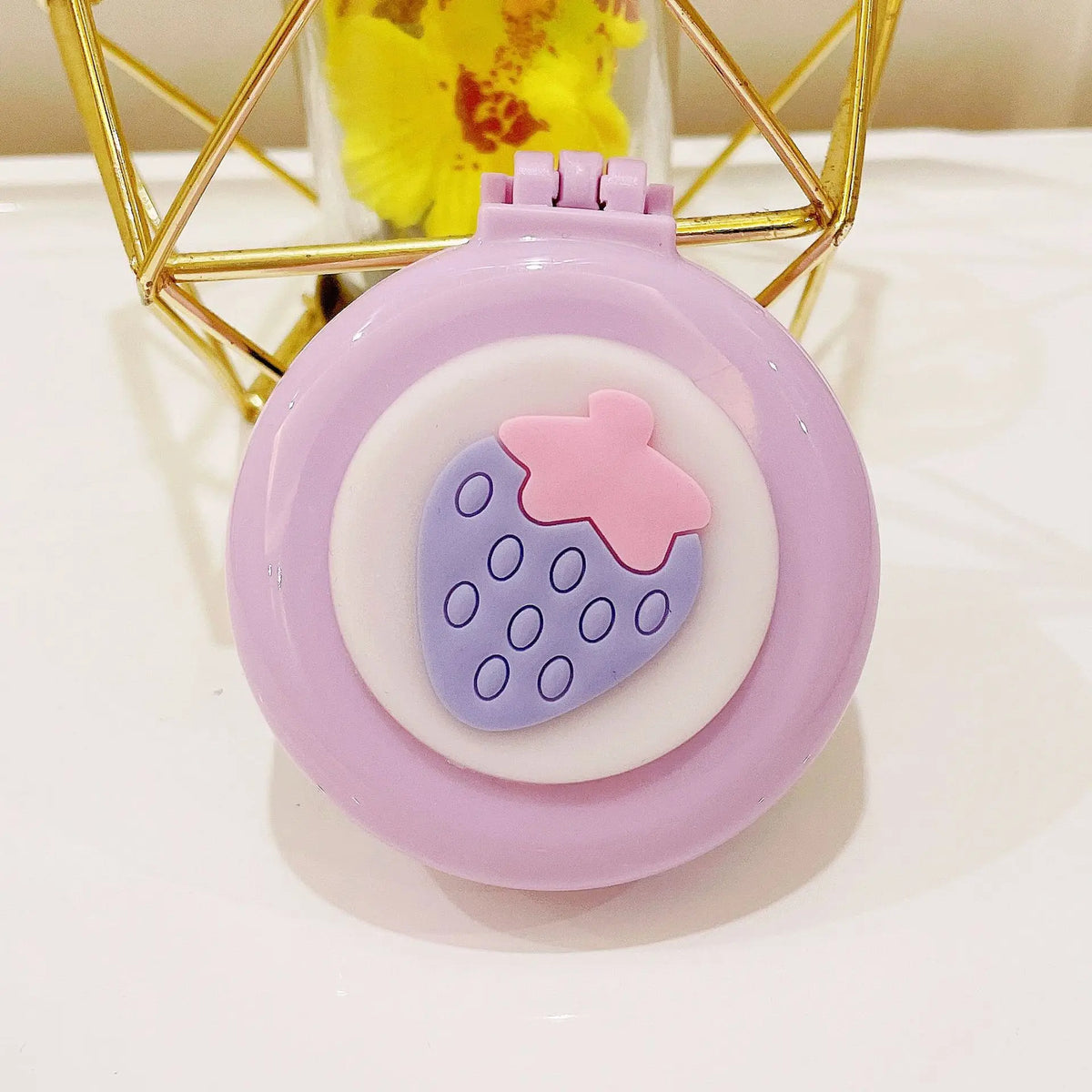 Strawberry Folding Hair Comb with Mirror – Portable Travel Brush Folding Hair Comb PLUSH No.7