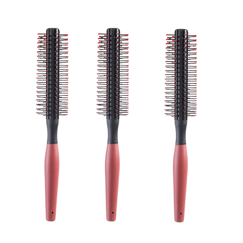 Professional Round Hair Brush – Anti-Static, Heat-Resistant Round Hair Brush PLUSH Brown-3pcs