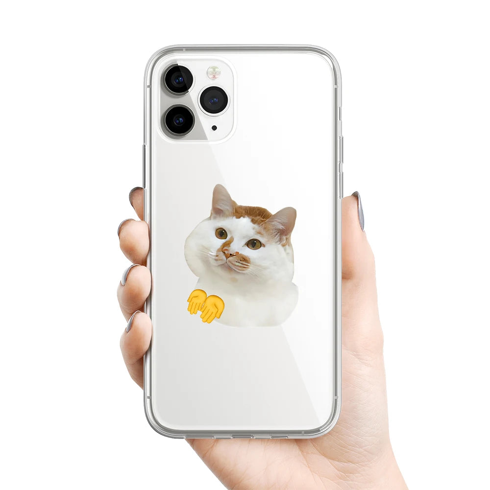 Cute Cartoon Cat Clear iPhone Case – Funny Kitten Cover Clear Phone Case PLUSH style 2 iPhone 12 Pro
