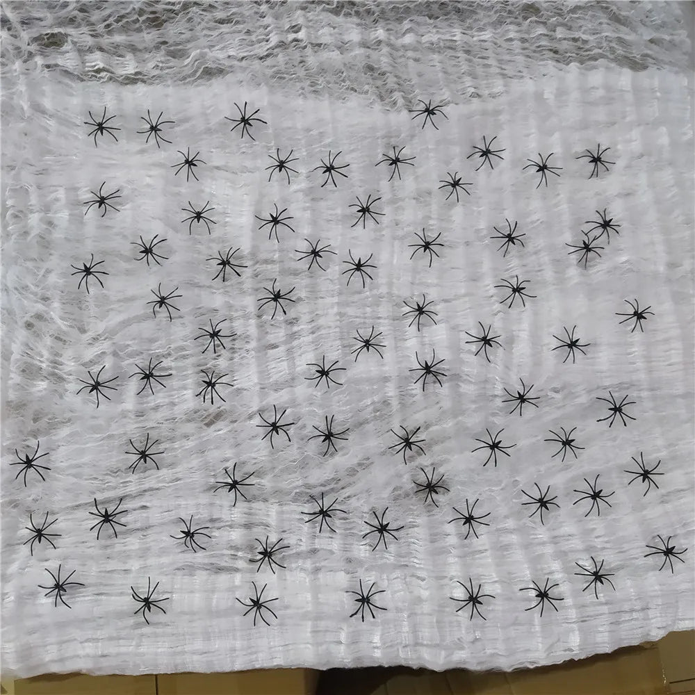 Realistic Fake Spider Web Halloween Decoration Party Props Halloween Decoration PLUSH White 200g-30Spider