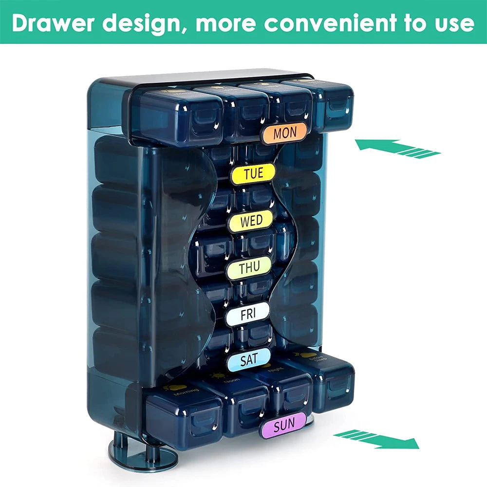 Weekly Pill Organizer 4x Daily – 7-Day Travel Pill Case Pill Organizer Case PLUSH