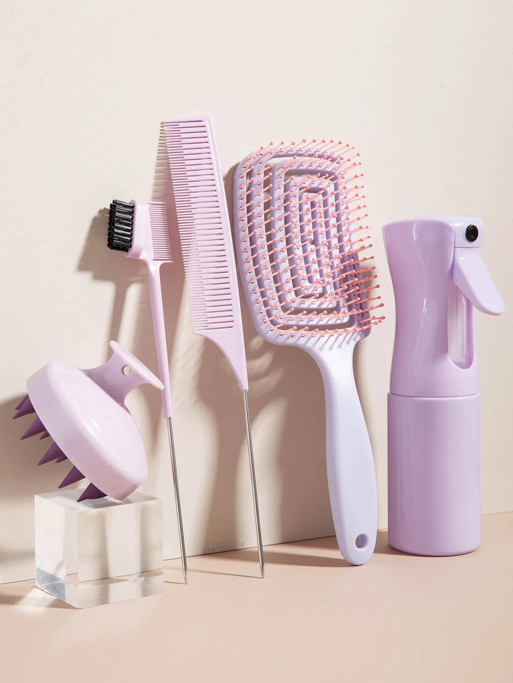 5-Piece Hair Care Set – Detangling Brush & Scalp Massager Hair Care Set PLUSH Purple