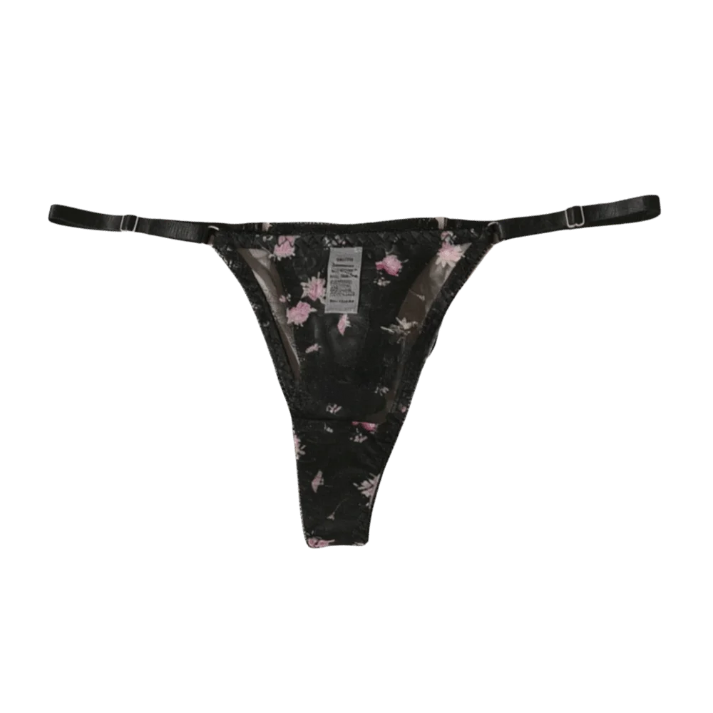 Women's Lace Floral Thong Low Rise Briefs – S to XL Women's Thong Briefs PLUSH Black L 1pc