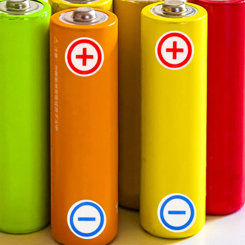 PVC Battery Polarity Stickers 12mm Red Blue – 4 Sheets 240pcs Battery Terminal Labels PLUSH other