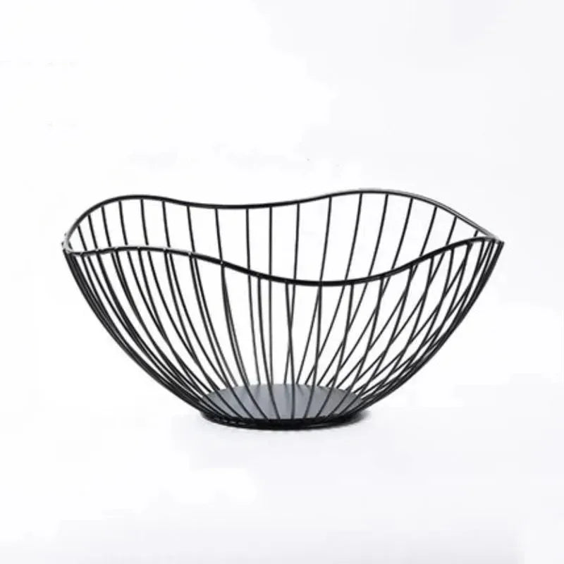 Nordic Iron Wire Fruit Basket | Multuse Storage Bowl Wire Storage Basket PLUSH Black B