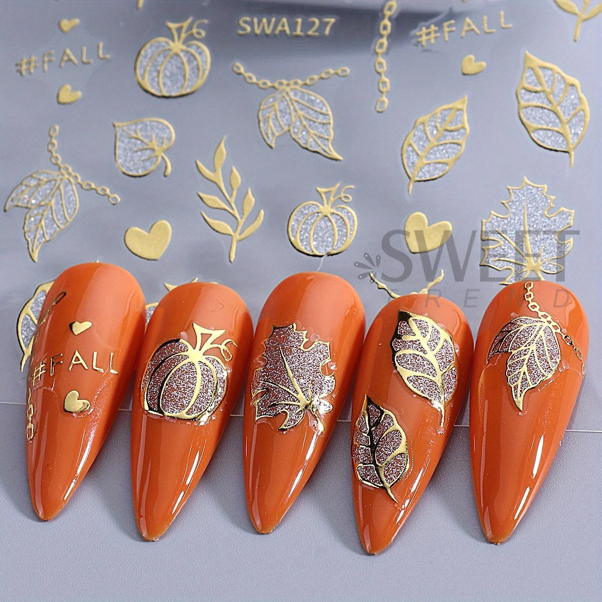 Halloween Nail Art Stickers – Pumpkin Spider Web Foil Decals 3pcs Nail Art Stickers PLUSH