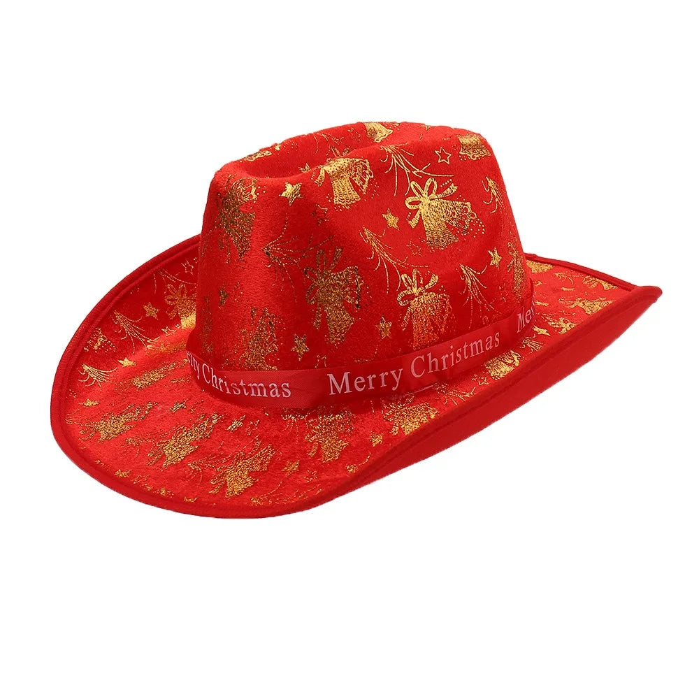 Sequin Christmas Cowboy Felt Top Hat – Holiday Party Accessory Holiday Party Hat PLUSH Style 2