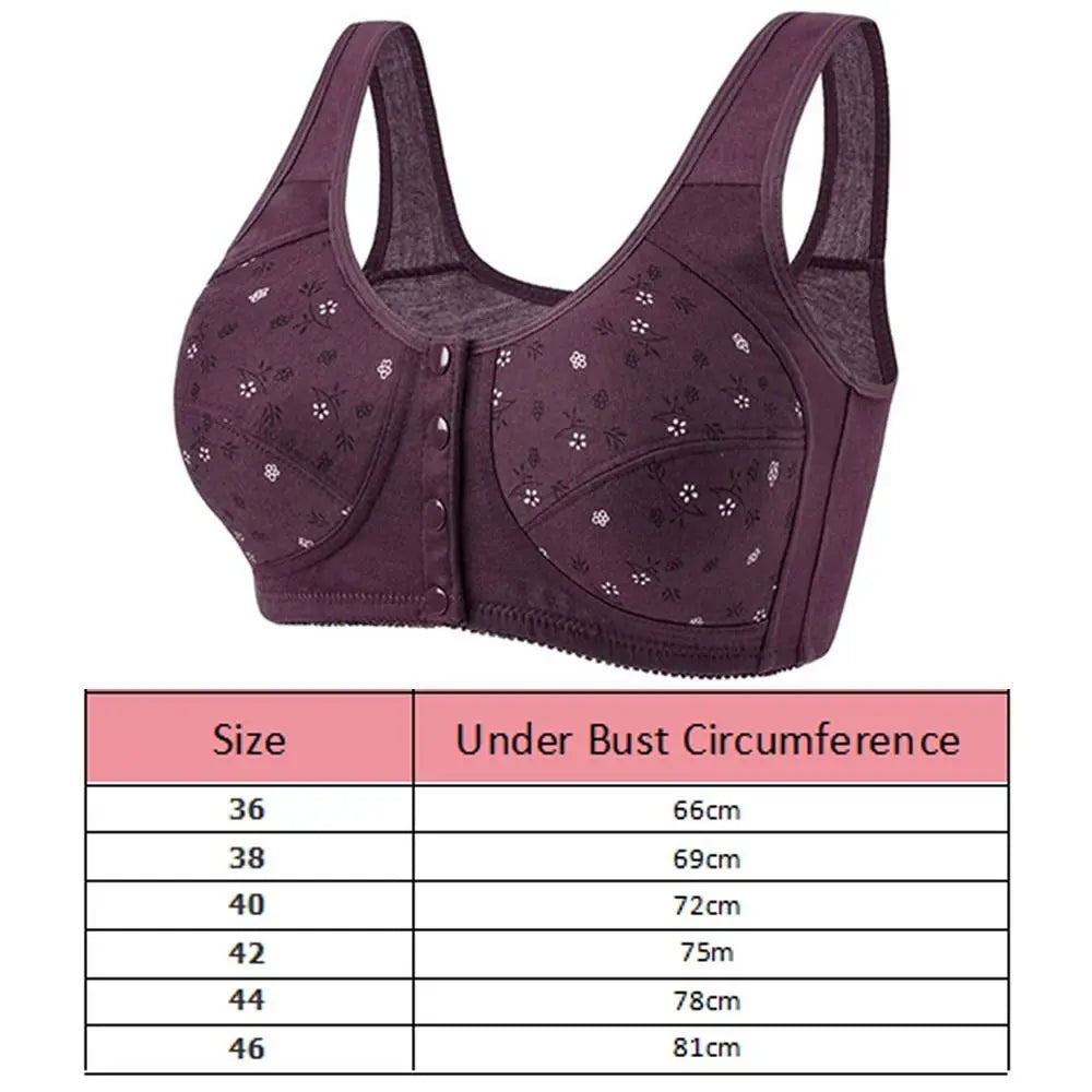 Daisy Front Close Wire-Free Cotton Bra – Plus Size Full Cup Women's Bra PLUSH