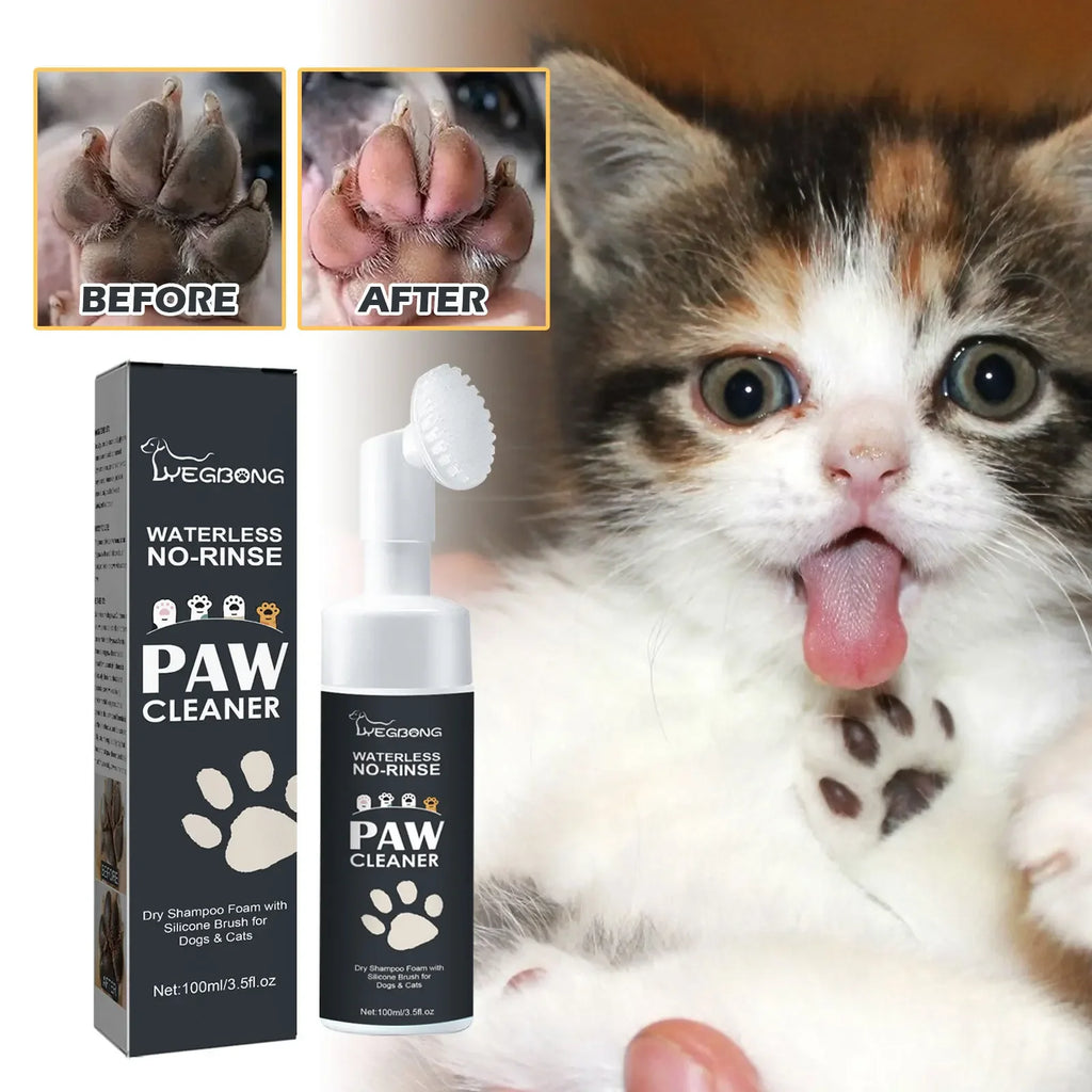 Pet Paw Cleaner – No-Rinse Foam Wash with Silicone Brush Pet Paw Cleaner PLUSH