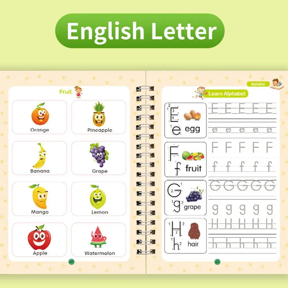 4-in-1 Magic Practice Copybook Set for Kids Ages 3–6 Kids Writing Workbook PLUSH