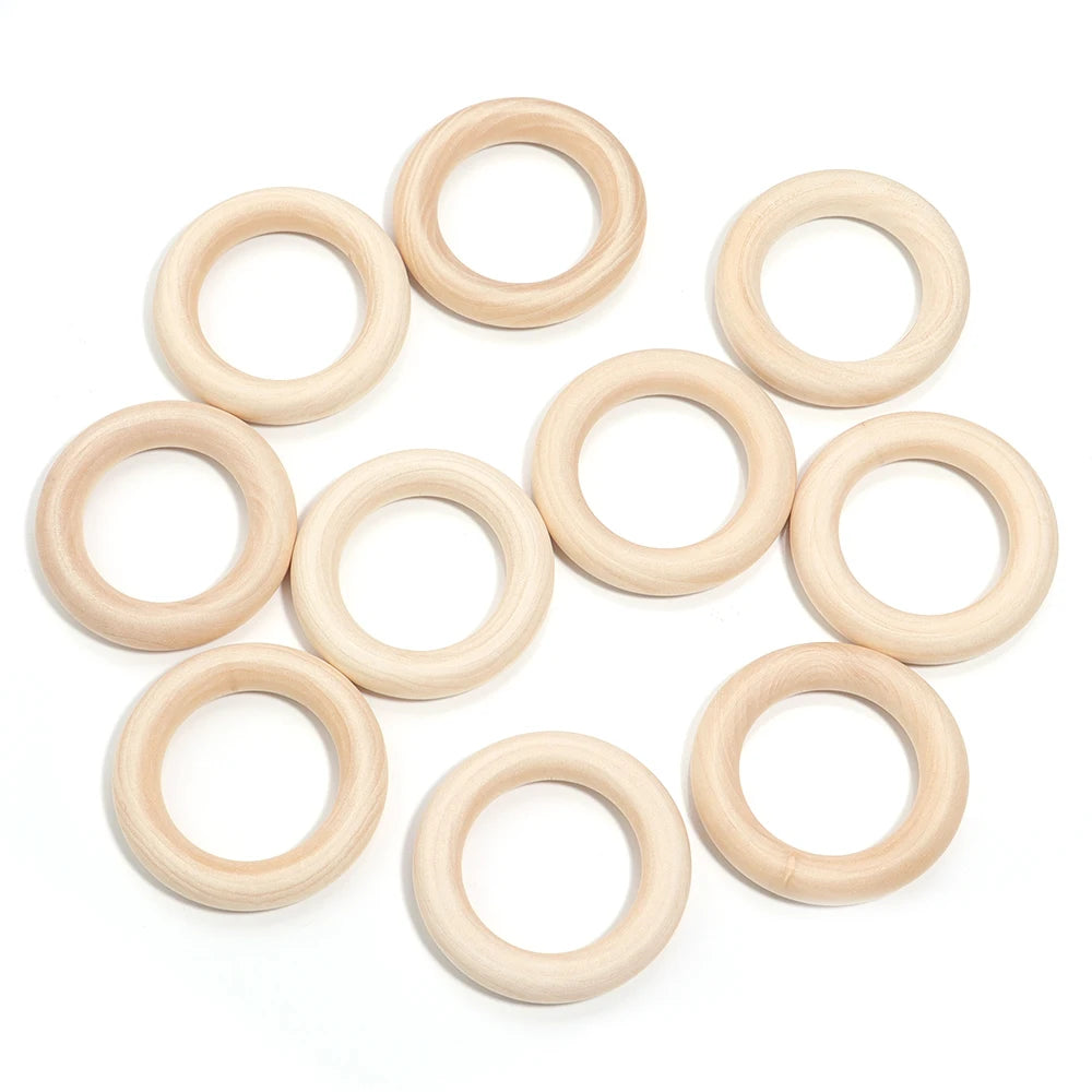 Natural Round Wooden Rings & Hoops for DIY Jewelry Making Wood Jewelry Hoops PLUSH 55mm x 10pcs