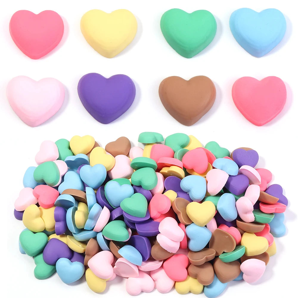 30pcs Heart Flatback Cabochon Beads 17x19mm – DIY Craft Decor Flatback Cabochon Beads PLUSH