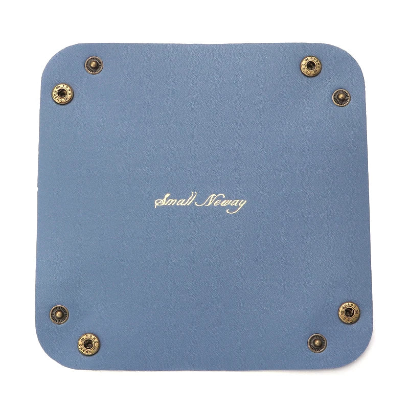 PU Leather Foldable Desktop Tray Organizer for Jewelry & Keys Foldable Desk Organizer PLUSH Blue