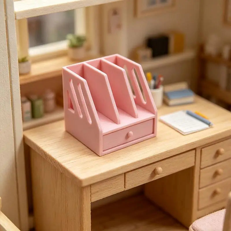 Miniature 1:12 File Basket – Dollhouse Desktop Storage Organizer Dollhouse Accessory PLUSH A2