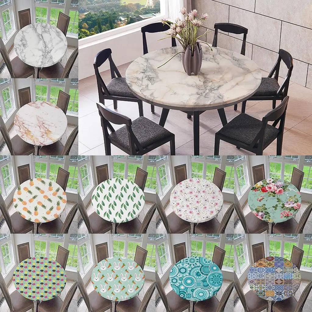 Waterproof Round Elastic Tablecloth – Non-Slip Classic Pattern Round Elastic Tablecloth PLUSH