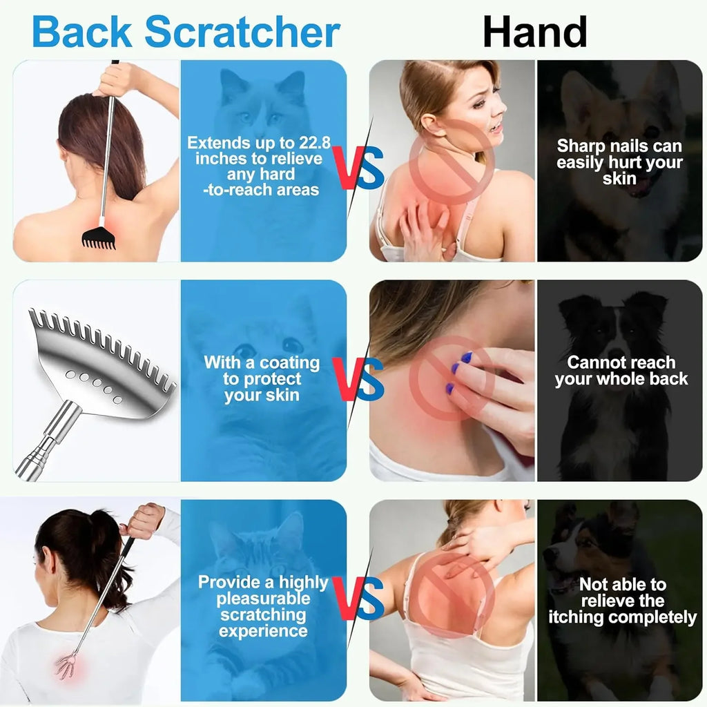 Telescopic Back Scratcher – Extendable Metal Claw Massager Back Scratcher Tool PLUSH