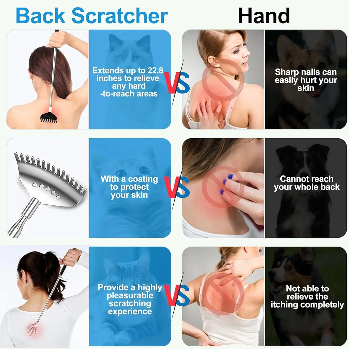 Telescopic Back Scratcher – Extendable Metal Claw Massager Back Scratcher Tool PLUSH