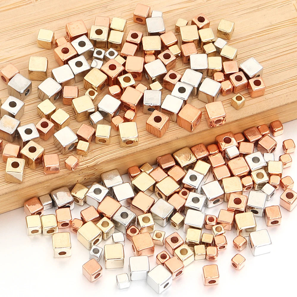 200pcs CCB Square Spacer Beads Gold Silver Rose Gold DIY Jewelry Jewelry Spacer Beads PLUSH