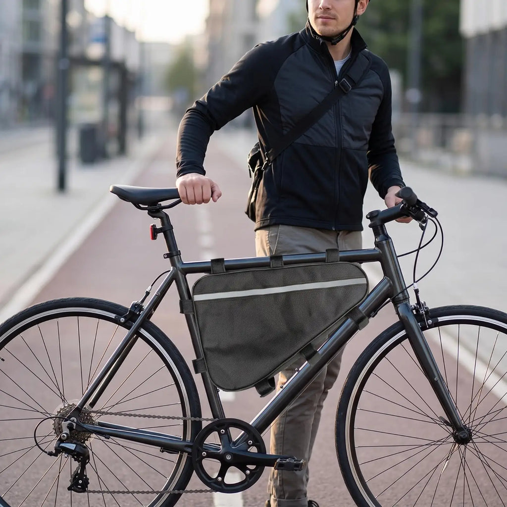Waterproof Triangle Bike Frame Bag – Reflective & Cable Port Bike Frame Bag PLUSH 353020cm