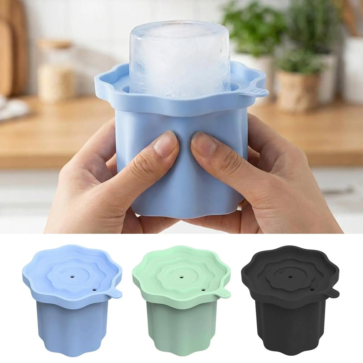 Silicone Cylinder Ice Mold with Lid – Cocktail & Whiskey Ice Maker Silicone Ice Mold PLUSH