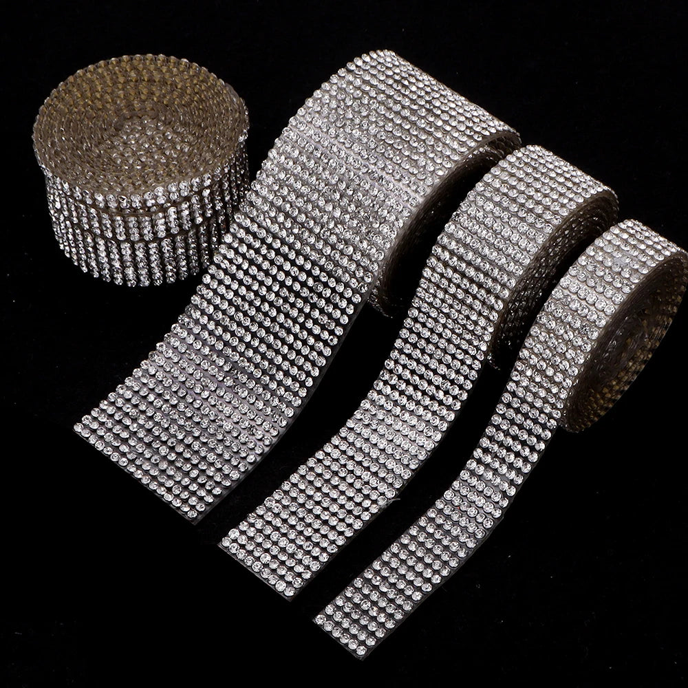 Self-Adhesive Rhinestone Trim Band Crystal Strip Tape | DIY Rhinestone Trim Tape PLUSH