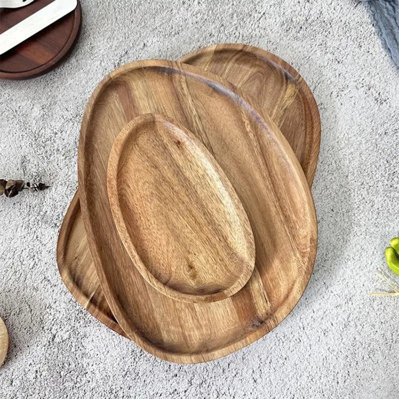 Rustic Wooden Serving Platter – Oval Wood Tray for Food & Decor Wooden Serving Tray PLUSH