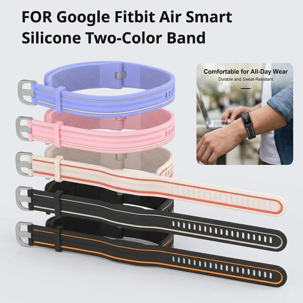 Two-Tone Silicone Band for Google Fitbit Air – Adjustable Strap Fitness Tracker Band PLUSH