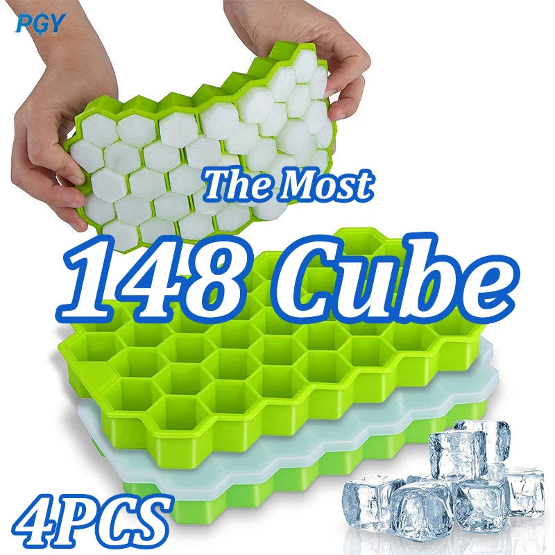 Silicone Ice Cube Tray 148 Cubes Large-Capacity BPA-Free & Lid Silicone Ice Tray PLUSH