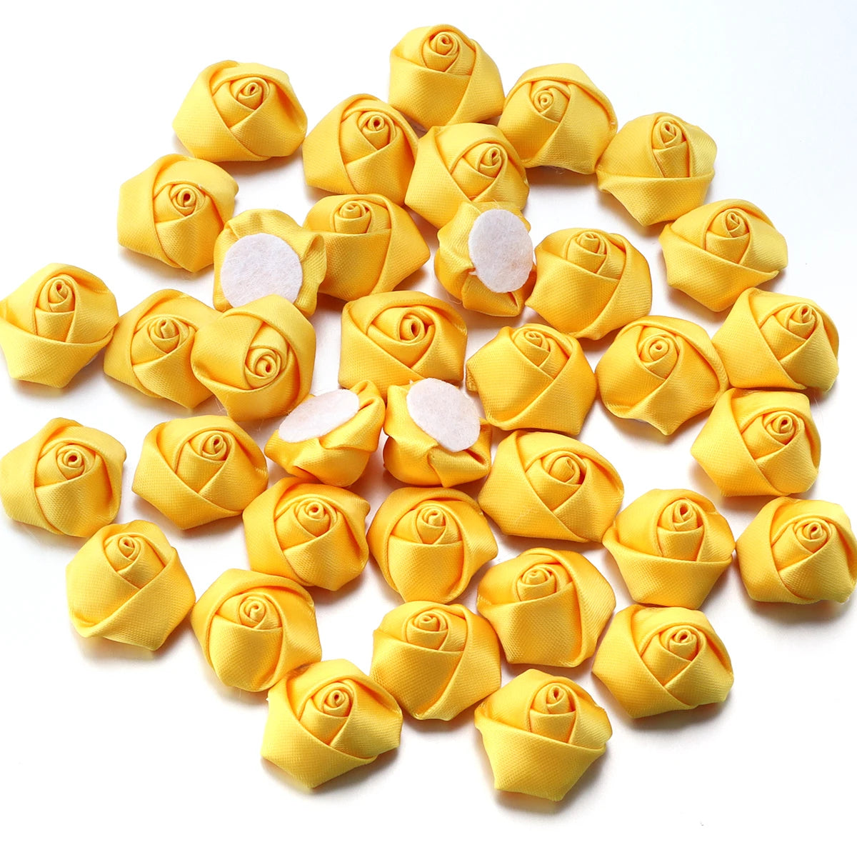 20pcs Mini Ribbon Rose Rosettes for DIY Hair Accessories & Crafts Hair Accessory Embellishments PLUSH Golden Yellow 3.5-4cm