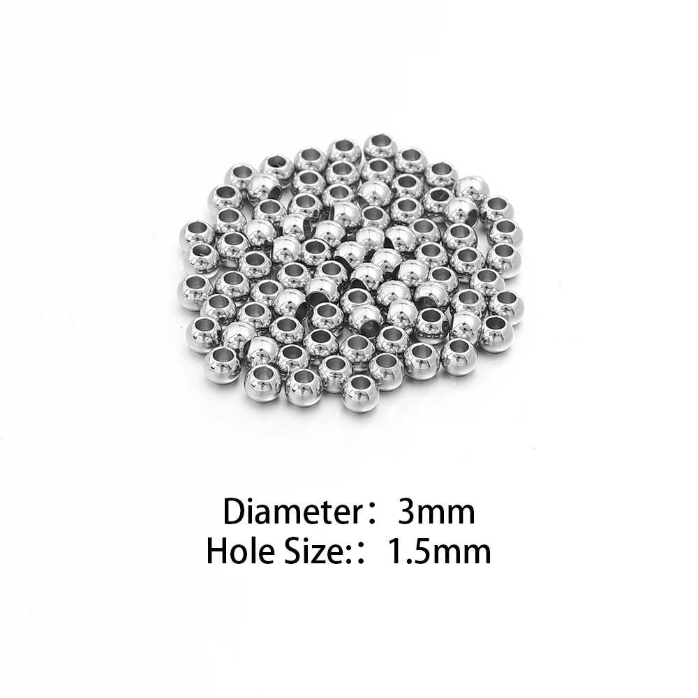 Silver Stainless Steel Big Hole Spacer Beads – DIY Jewelry Spacer Beads PLUSH 3mm hole1.5mm 100pcs