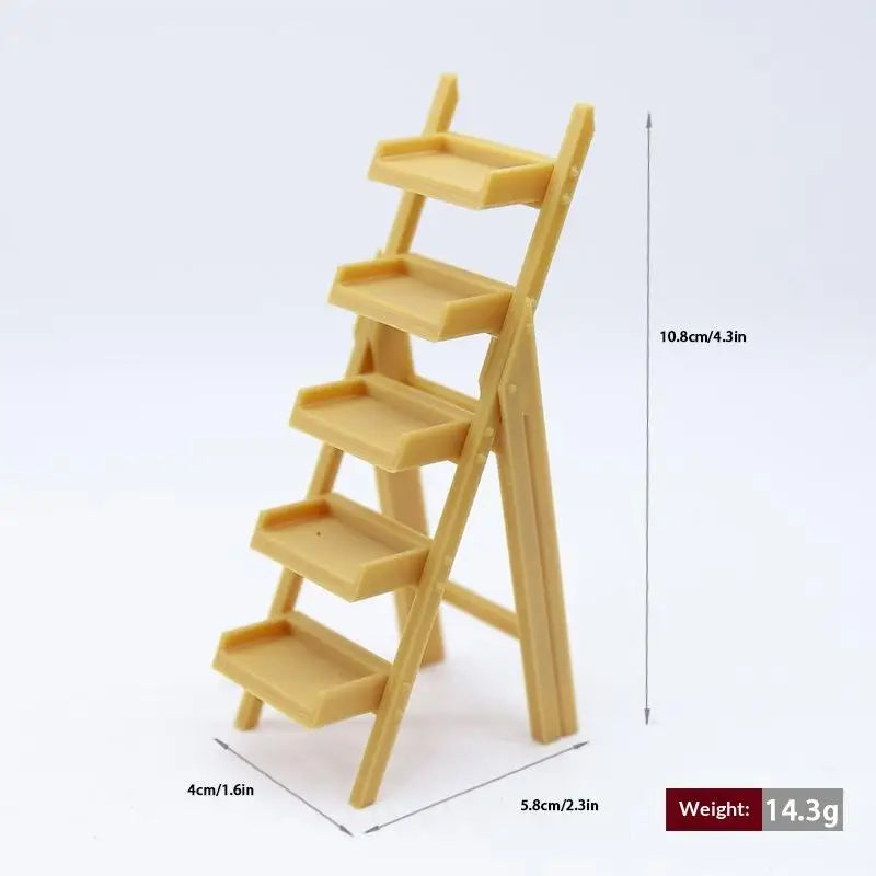 1:12 Miniature Dollhouse Ladder Shelf | Multi-Layer Display Rack Dollhouse Miniature Shelf PLUSH A1