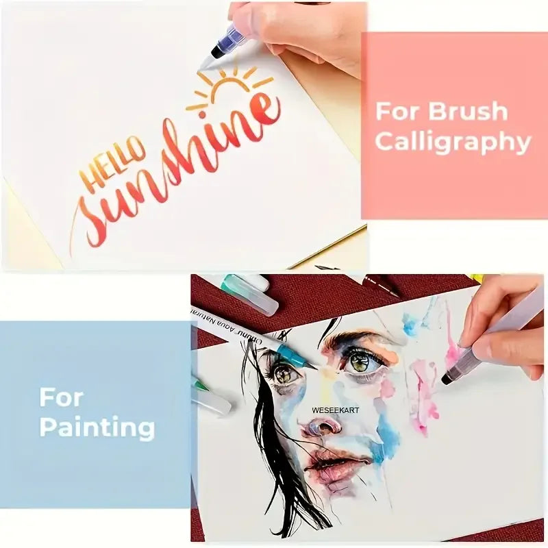 3-Pack Refillable Fine Tip Water Brushes for Watercolor & Art Water Brush Set PLUSH