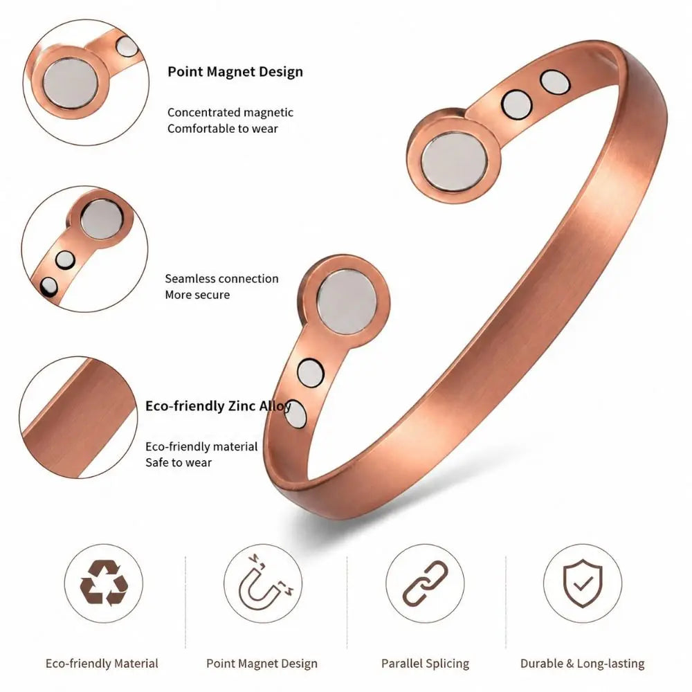 Retro Magnetic Cuff Bracelet & Ring Set – Unisex Alloy Bangle Cuff Bracelet Set PLUSH