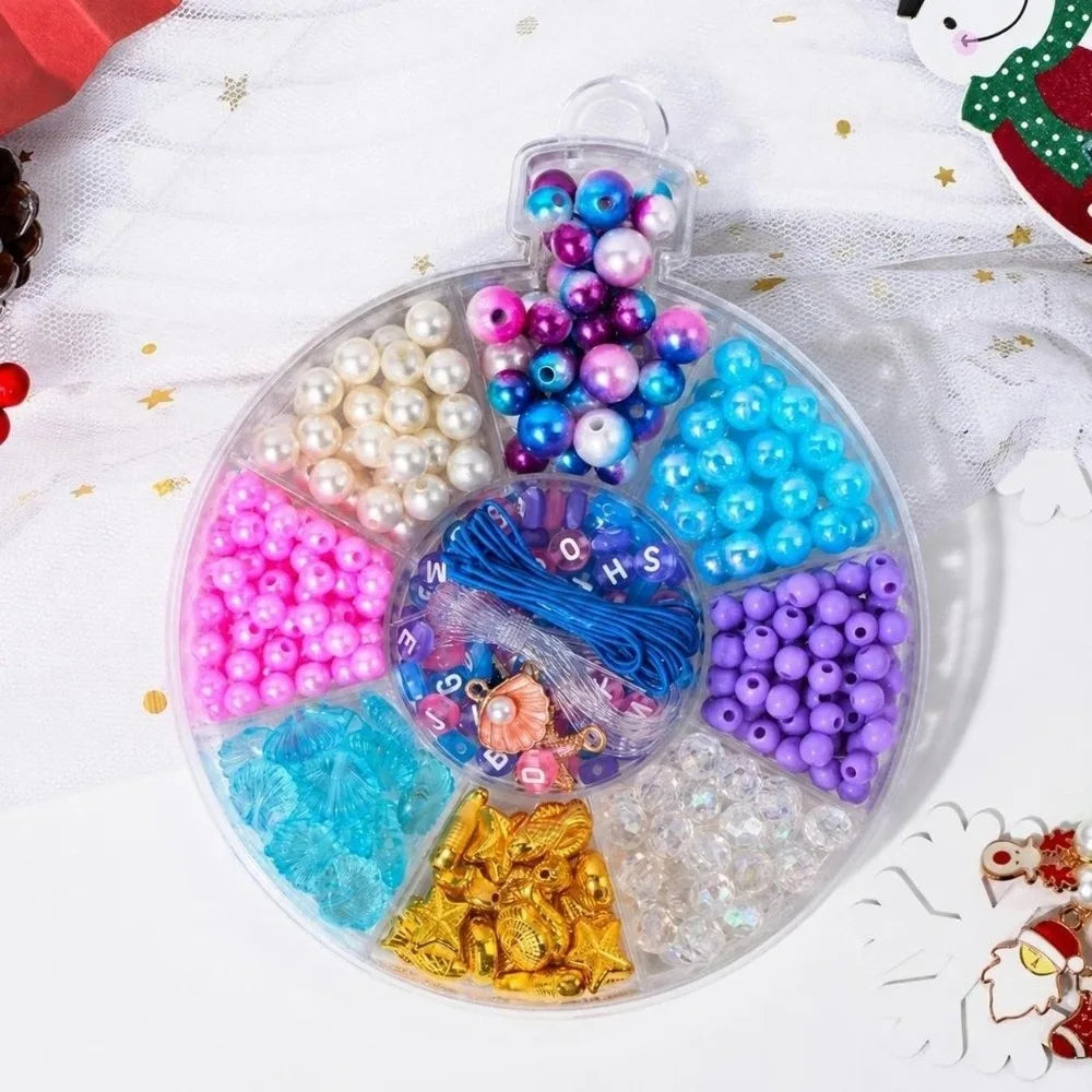 Christmas Beading DIY Kit – Snowflake Bracelet & Necklace Set Kids Jewelry Craft Kit PLUSH Style A