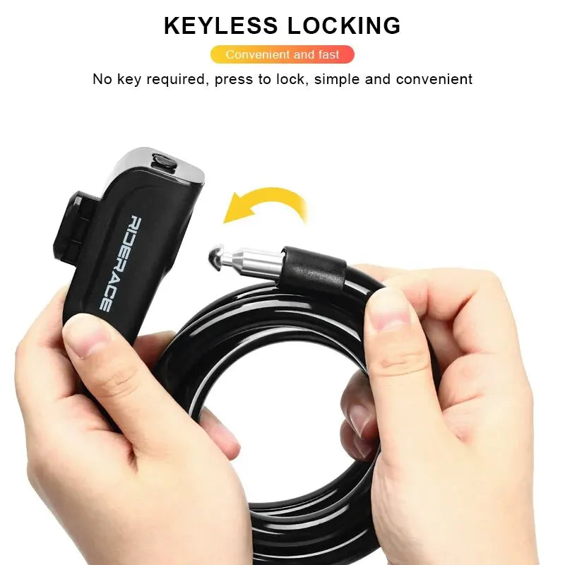 RIDERACE Portable Bicycle Cable Ring Lock for Bike & E-Bike Bicycle Cable Lock PLUSH