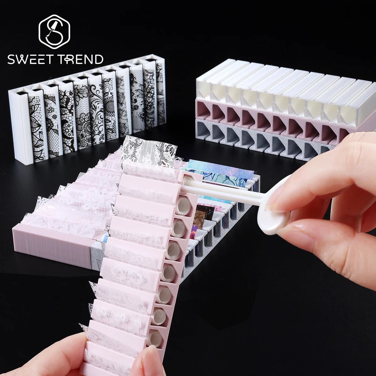 Rotating Nail Transfer Foil Storage Box | Manicure Organizer Nail Art Organizer PLUSH