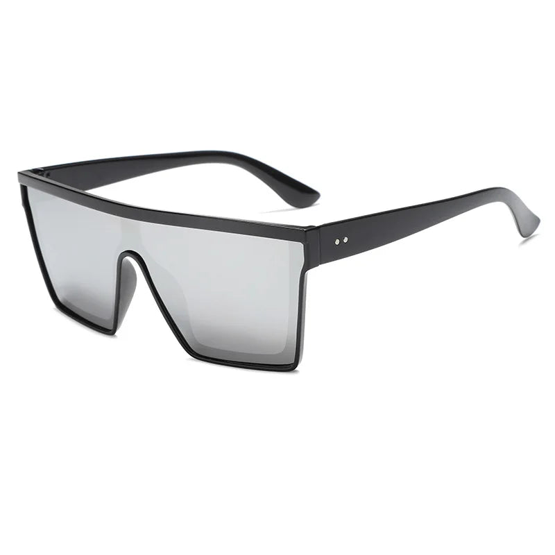 Women's Oversized Retro Sunglasses UV400 Square Sun Glasses Fashion Sunglasses PLUSH Silver-1PC