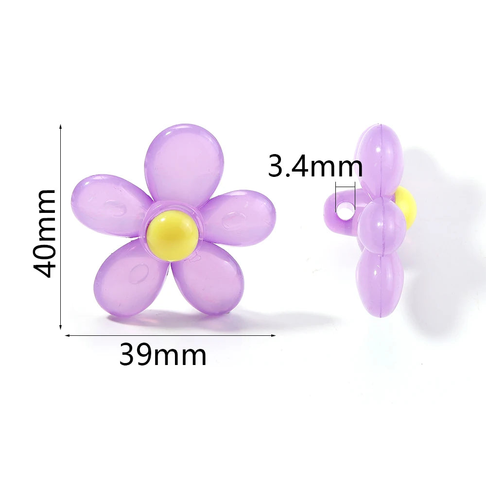 10pcs Sunflower Acrylic Beads 39x40mm | DIY Jewelry Making Acrylic Flower Beads PLUSH