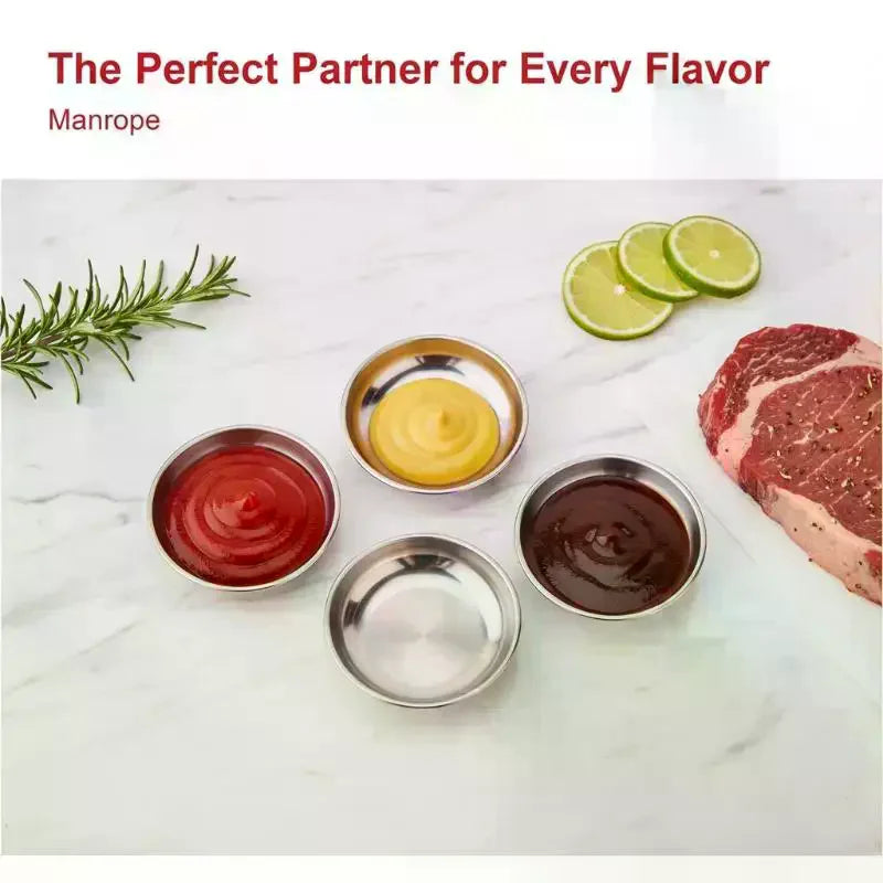 Stainless Steel Round Sauce Dishes 5/10pcs – BBQ & Picnic Sauce Dish Set PLUSH
