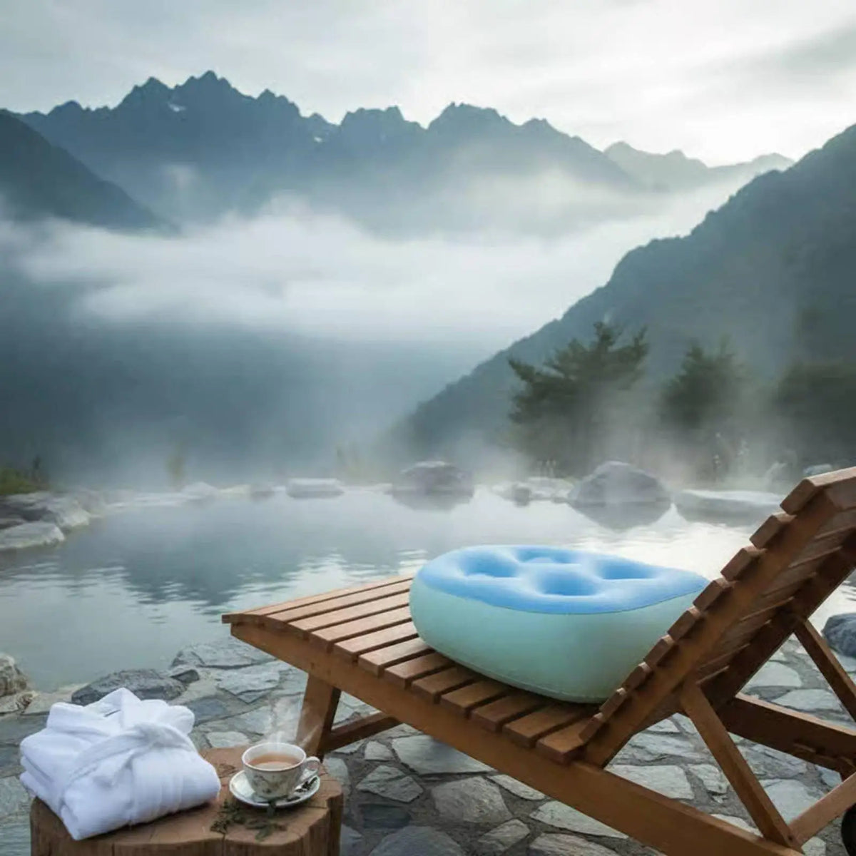 Inflatable Bath Cushion Spa Seat | Non-Slip Suction Cups Inflatable Bath Seat PLUSH