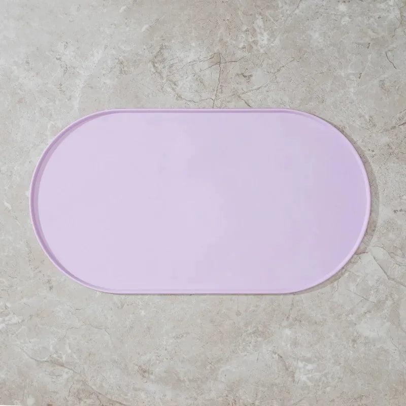 Non-Slip Waterproof Pet Food Mat for Cat & Dog Bowls Pet Feeding Mat PLUSH Purple