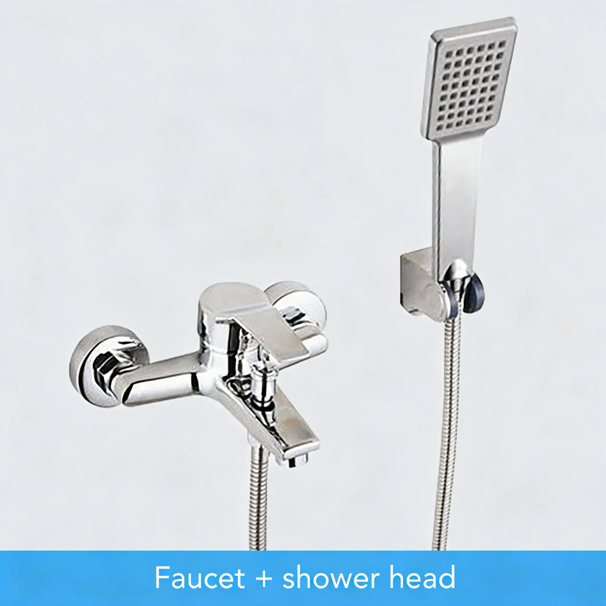 Wall Mounted Waterfall Bathtub Faucet Chrome Brass Single Handle Bathtub Faucet PLUSH Chrome-Set 1
